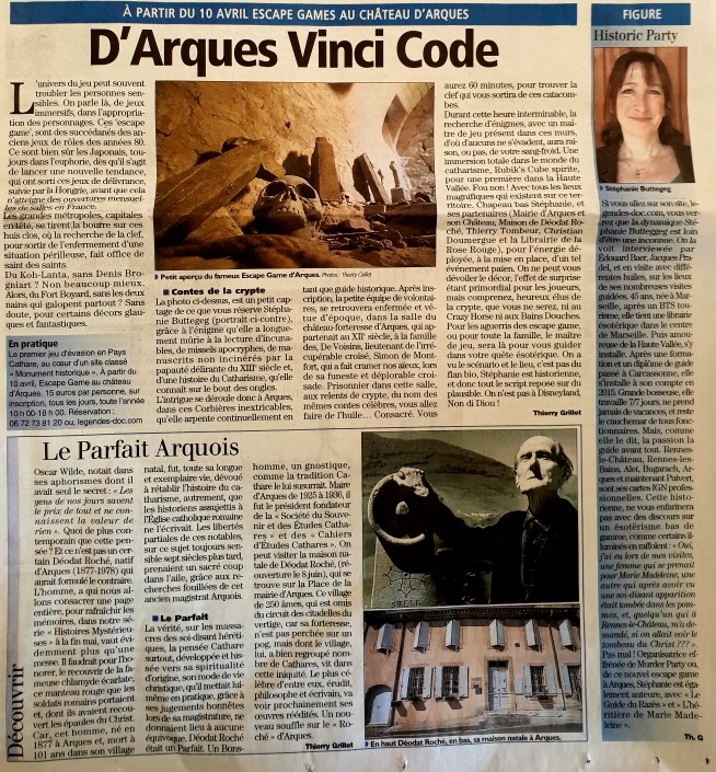 Indépendant avril 2019 Escape Game Château d'Arques près de rennes-le-Château dans l'Aude